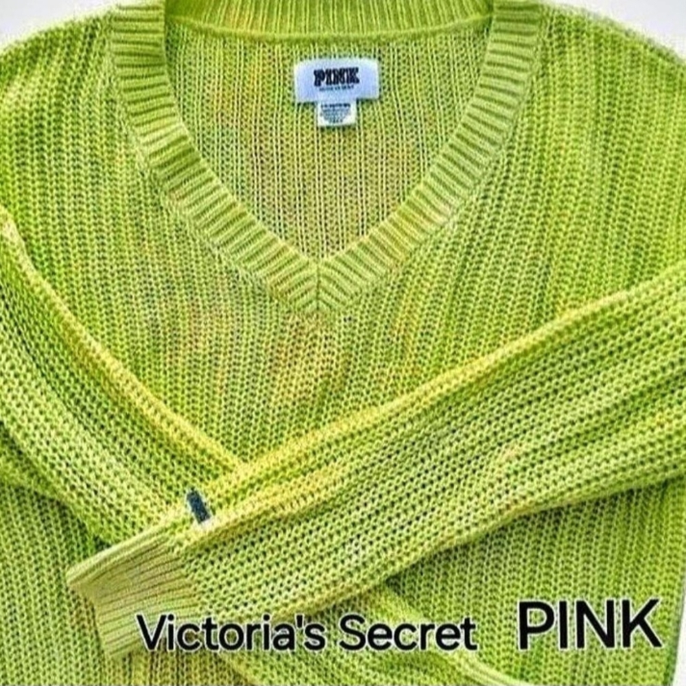 PINK Victoria's Secret V-Neck Sweater - Bright Green